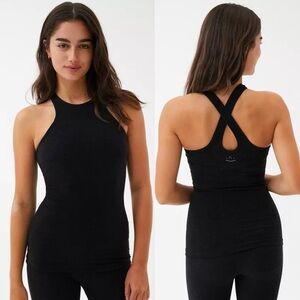 Beyond Yoga Spacedye Under Lock And Keyhole Darkest Night Black Racerback Tank